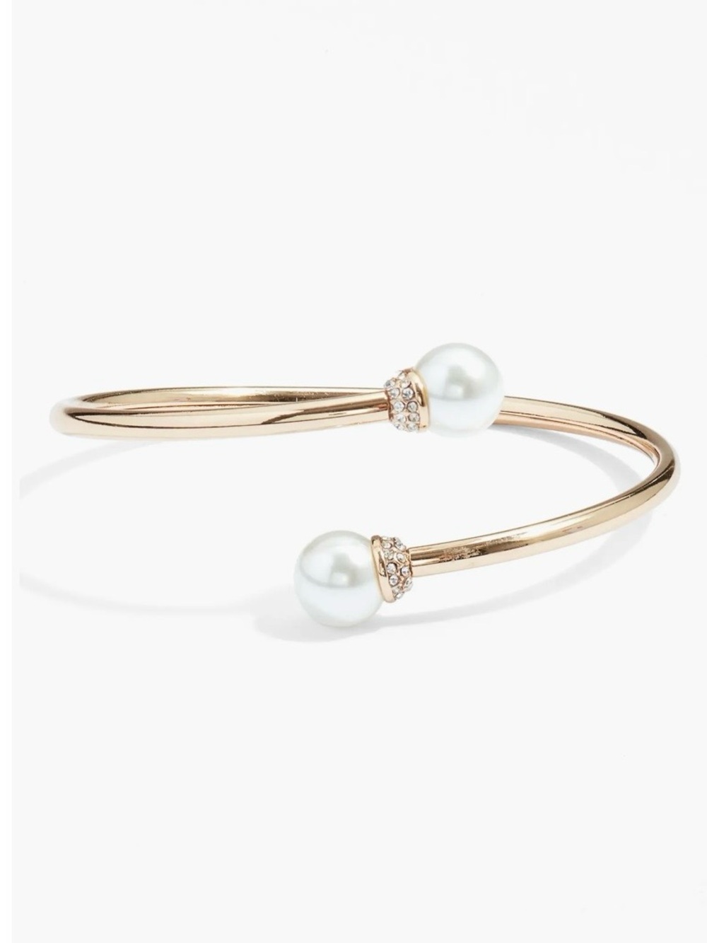 Gold Pearl-Accent Open Cuff Bracelet